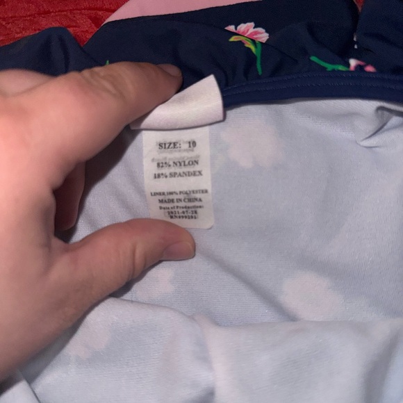 Kanu Surf Navy and Pink Floral Kids Swimsuit Size 10 - Picture 3 of 4